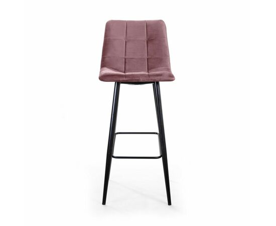 Стул барный Уно, бархат пудровый 15/ чёрный конус, изображение 2 | Интернет магазин мебели и декора LifeDekor