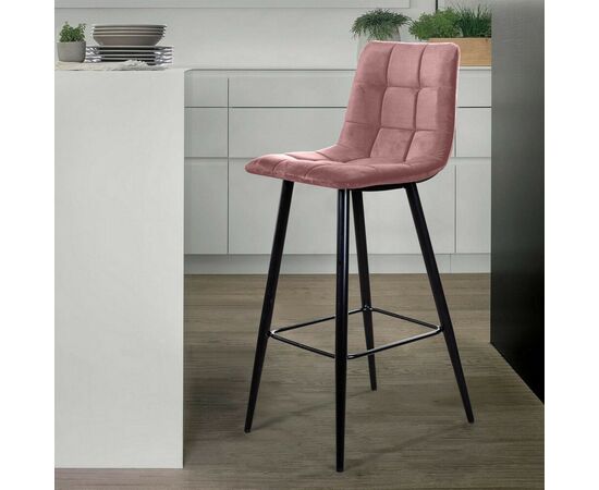 Стул барный Уно, бархат пудровый 15/ чёрный конус, изображение 4 | Интернет магазин мебели и декора LifeDekor