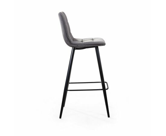 Стул барный Уно, бархат серый 27 / чёрный конус, изображение 3 | Интернет магазин мебели и декора LifeDekor
