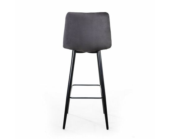 Стул барный Уно, бархат серый 27 / чёрный конус, изображение 6 | Интернет магазин мебели и декора LifeDekor