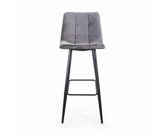 Стул барный Уно, бархат светло-серый 26 / чёрный конус, изображение 2 | Интернет магазин мебели и декора LifeDekor