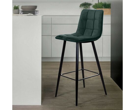 Стул барный Уно, бархат зелёный 19 / чёрный конус, изображение 4 | Интернет магазин мебели и декора LifeDekor