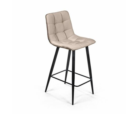 Стул полубарный Уно, бархат пепельно-бежевый 25 / чёрный конус | Интернет магазин мебели и декора LifeDekor