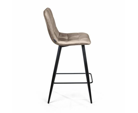 Стул полубарный Уно, бархат пепельно-бежевый 25 / чёрный конус, изображение 3 | Интернет магазин мебели и декора LifeDekor