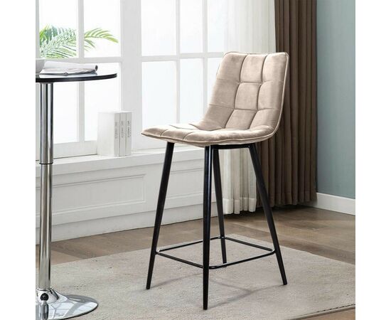 Стул полубарный Уно, бархат пепельно-бежевый 25 / чёрный конус, изображение 14 | Интернет магазин мебели и декора LifeDekor