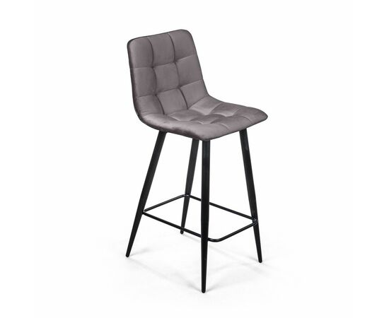 Стул полубарный Уно, бархат серый 27 / чёрный конус | Интернет магазин мебели и декора LifeDekor