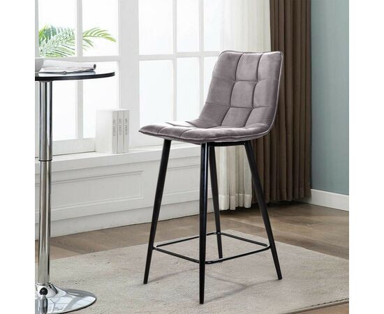 Стул полубарный Уно, бархат серый 27 / чёрный конус, изображение 4 | Интернет магазин мебели и декора LifeDekor