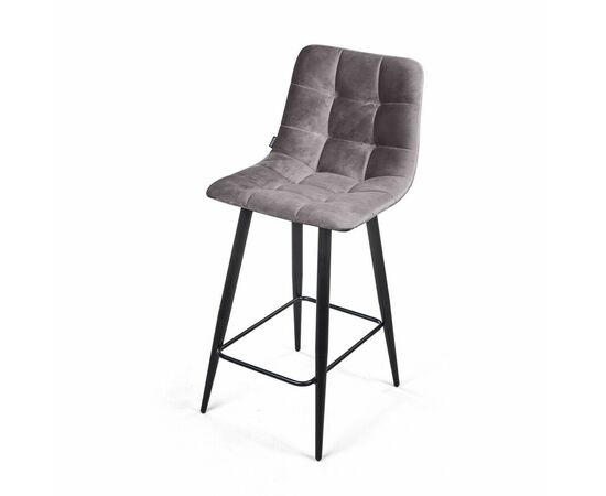 Стул полубарный Уно, бархат серый 27 / чёрный конус, изображение 7 | Интернет магазин мебели и декора LifeDekor