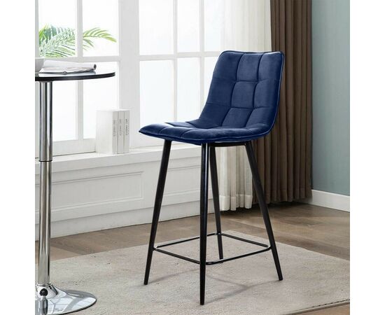 Стул полубарный Уно, бархат синий 29 / чёрный конус, изображение 14 | Интернет магазин мебели и декора LifeDekor