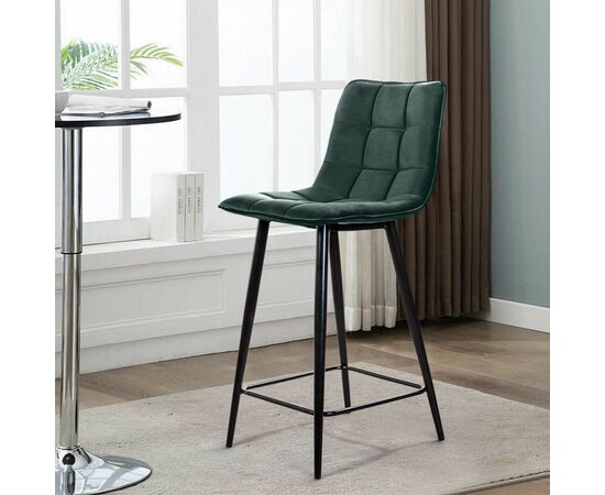 Стул полубарный Уно, бархат зелёный 19/ чёрный конус, изображение 14 | Интернет магазин мебели и декора LifeDekor
