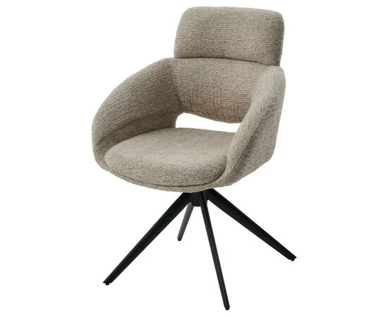 Стул АРНЭ (ARNE) 360 град, цвет БЕЖЕВЫЙ EYELASH -120, фактурный шенилл / ЧЕРНЫЙ каркас, ®DISAUR, изображение 3 | Интернет магазин мебели и декора LifeDekor