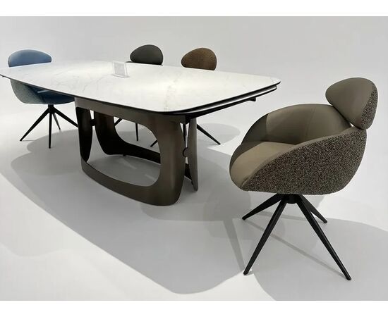 Стол ЛУССО (LUSSO) 200 БЕЛЫЙ МРАМОР TL-326, испанская керамика / Теплый графит каркас, ®DISAUR, изображение 3 | Интернет магазин мебели и декора LifeDekor