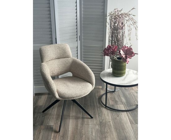 Стул АРНЭ (ARNE) 360 град, цвет БЕЖЕВЫЙ EYELASH -120, фактурный шенилл / ЧЕРНЫЙ каркас, ®DISAUR | Интернет магазин мебели и декора LifeDekor