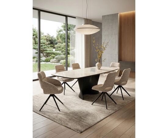 Стол ЛАВА (LAVA) 200 БЕЖЕВЫЙ МРАМОР TL-616, испанская керамика / Черный каркас, ®DISAUR | Интернет магазин мебели и декора LifeDekor