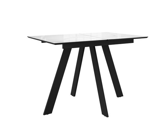 Стол DikLine DKD120 керамика 120(160)х80, Carrara Gloss (мрамор глянец белый), опоры черные (2уп.) | Интернет магазин мебели и декора LifeDekor