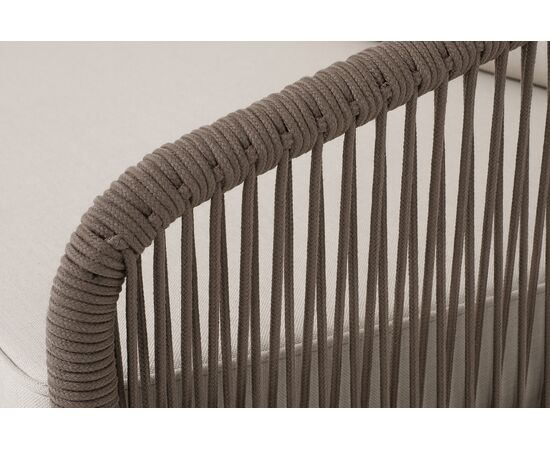 "Канны" диван модульный плетеный из роупа, каркас алюминий коричневый (RAL8016) муар, роуп коричневый круглый, ткань бежевая 15052, изображение 5 | Интернет магазин мебели и декора LifeDekor