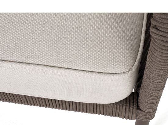 "Канны" диван модульный плетеный из роупа, каркас алюминий коричневый (RAL8016) муар, роуп коричневый круглый, ткань бежевая 15052, изображение 6 | Интернет магазин мебели и декора LifeDekor