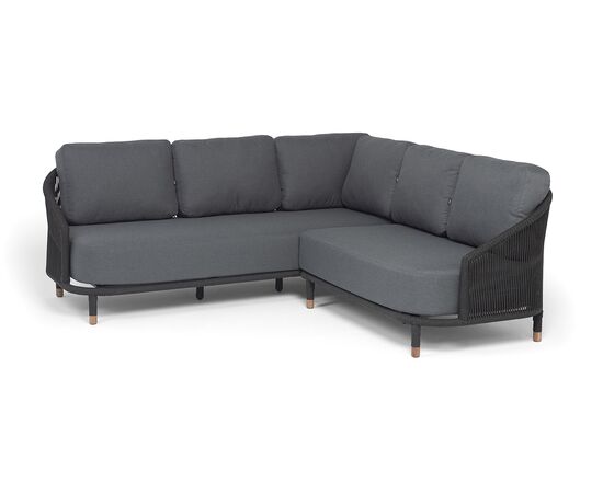 "Верона" диван модульный плетеный из роупа, каркас алюминий темно-серый (RAL7024) муар, роуп темно-серый круглый, ткань темно-серая 027, изображение 2 | Интернет магазин мебели и декора LifeDekor