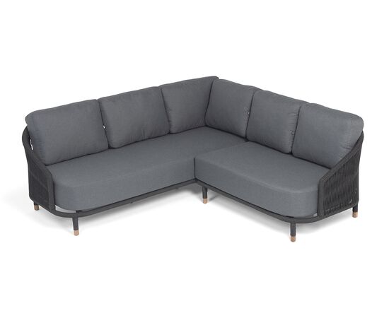 "Верона" диван модульный плетеный из роупа, каркас алюминий темно-серый (RAL7024) муар, роуп темно-серый круглый, ткань темно-серая 027, изображение 4 | Интернет магазин мебели и декора LifeDekor