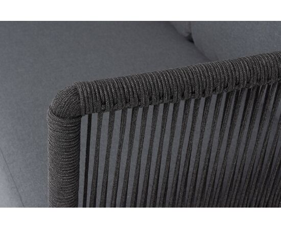 "Верона" диван модульный плетеный из роупа, каркас алюминий темно-серый (RAL7024) муар, роуп темно-серый круглый, ткань темно-серая 027, изображение 5 | Интернет магазин мебели и декора LifeDekor