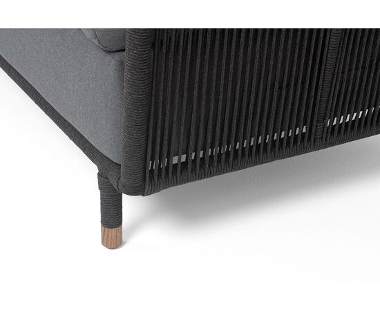 "Верона" диван модульный плетеный из роупа, каркас алюминий темно-серый (RAL7024) муар, роуп темно-серый круглый, ткань темно-серая 027, изображение 8 | Интернет магазин мебели и декора LifeDekor