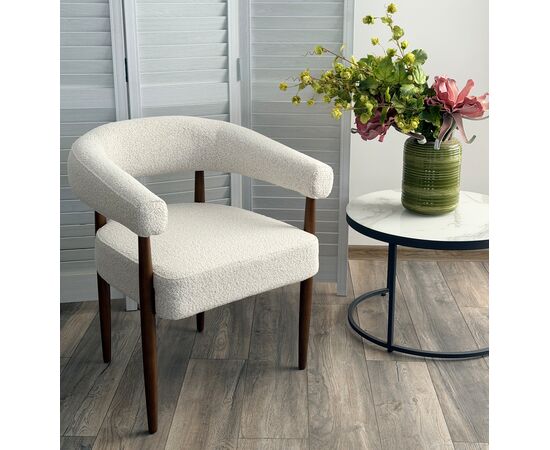 Стул БОНСАЙ (BONSAI), цвет СВЕТЛО-БЕЖЕВЫЙ CLOUD-113, букле / ОРЕХ , ®DISAUR | Интернет магазин мебели и декора LifeDekor