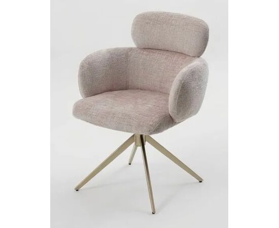 Стул САМУЭЛЬ (SAMUEL 360 град, цвет МОЛОЧНЫЙ SOLO-111, ткань / ШАМПАНЬ каркас, ®DISAUR | Интернет магазин мебели и декора LifeDekor