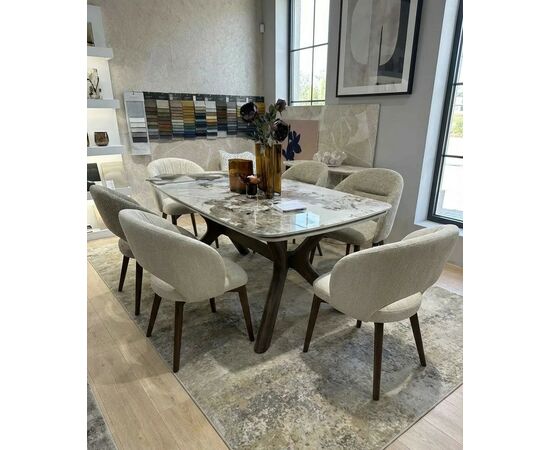 Стул ПИОЛА (PIOLA), цвет СВЕТЛО-БЕЖЕВЫЙ CITY-102, букле / ОРЕХ каркас,  ®DISAUR, изображение 3 | Интернет магазин мебели и декора LifeDekor