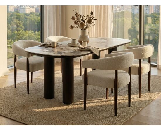 Стул БОНСАЙ (BONSAI), цвет СВЕТЛО-БЕЖЕВЫЙ CLOUD-113, букле / ОРЕХ , ®DISAUR, изображение 3 | Интернет магазин мебели и декора LifeDekor