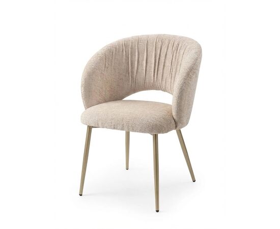 Стул МИДА (MIDA), цвет МОЛОЧНЫЙ SOLO-111, ткань / ШАМПАНЬ каркас, ®DISAUR | Интернет магазин мебели и декора LifeDekor