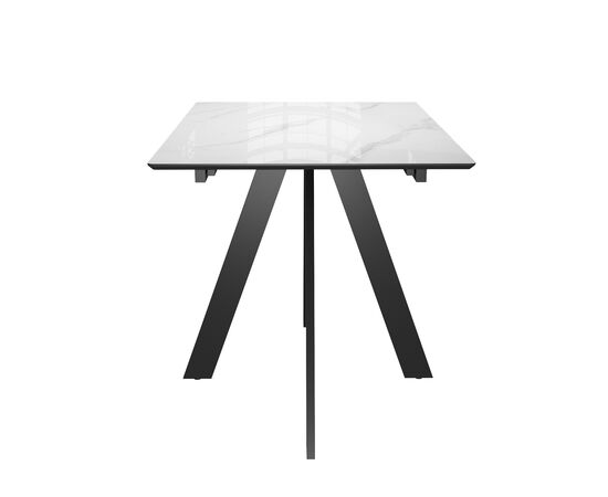 Стол DikLine DKD140 керамика 140(180)х80, Carrara Gloss (мрамор глянец белый), опоры черные (2уп.), изображение 2 | Интернет магазин мебели и декора LifeDekor