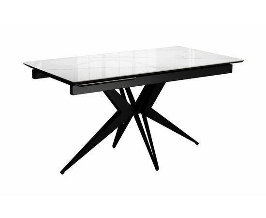 Стол DikLine DKS140 керамика Carrara Gloss (мрамор глянец белый), подстолье черное, опоры черные (2уп.) | Интернет магазин мебели и декора LifeDekor