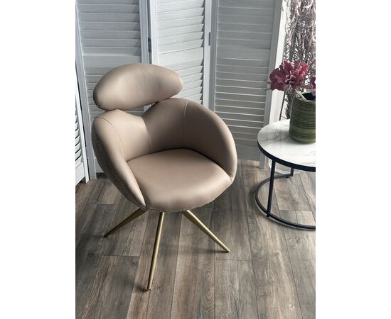 Стул ГУННАР (GUNNAR) 360 град, цвет БЕЖЕВЫЙ VEGA-11 / MIAMI-160, ткань / ШАМПАНЬ каркас, ®DISAUR, изображение 2 | Интернет магазин мебели и декора LifeDekor