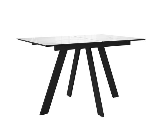 Стол DikLine DKD140 керамика 140(180)х80, Carrara Gloss (мрамор глянец белый), опоры черные (2уп.) | Интернет магазин мебели и декора LifeDekor