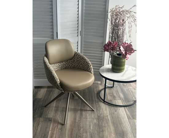 Стул ГРЕЙС (GRACE) 360 град. цвет ТЕМНЫЙ ЛАТТЕ 36-14 / HUNTER-400, экокожа/ ткань / ЛАТТЕ, ®DISAUR | Интернет магазин мебели и декора LifeDekor