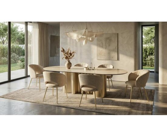 Стул МИДА (MIDA), цвет МОЛОЧНЫЙ SOLO-111, ткань / ШАМПАНЬ каркас, ®DISAUR, изображение 2 | Интернет магазин мебели и декора LifeDekor