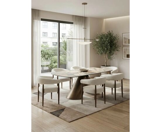 Стул БОНСАЙ (BONSAI), цвет СВЕТЛО-БЕЖЕВЫЙ CLOUD-113, букле / ОРЕХ , ®DISAUR, изображение 4 | Интернет магазин мебели и декора LifeDekor