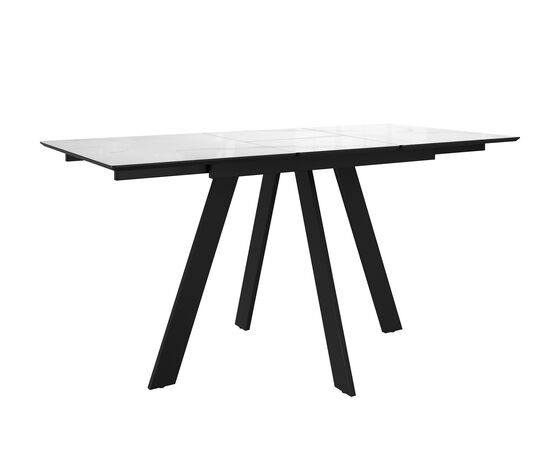 Стол DikLine DKD120 керамика 120(160)х80, Carrara Gloss (мрамор глянец белый), опоры черные (2уп.), изображение 2 | Интернет магазин мебели и декора LifeDekor