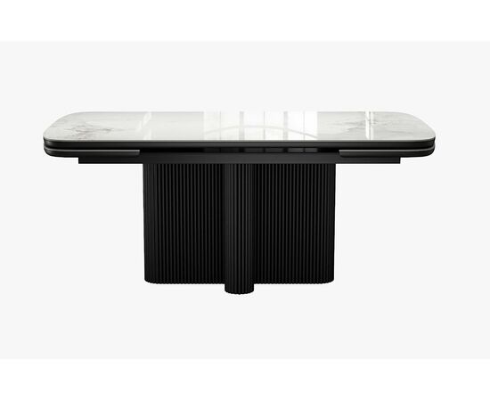 Стол DikLine SKO140 Керамика Пандора Серый глянец YB8020122BG/подстолье черное/опоры черные (2 уп.), изображение 3 | Интернет магазин мебели и декора LifeDekor