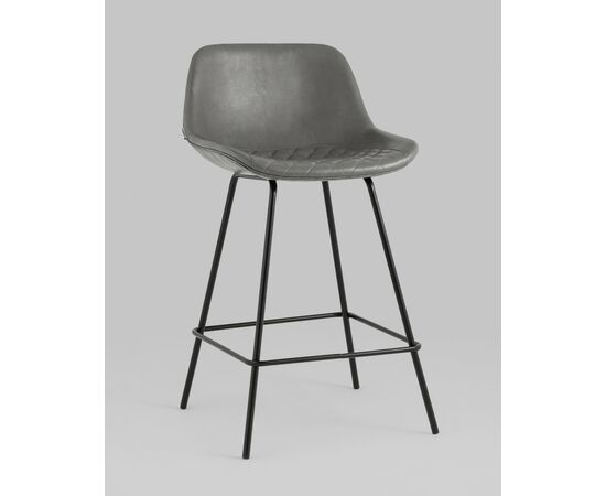 Стул полубарный Деймон экокожа серый, изображение 2 | Интернет магазин мебели и декора LifeDekor