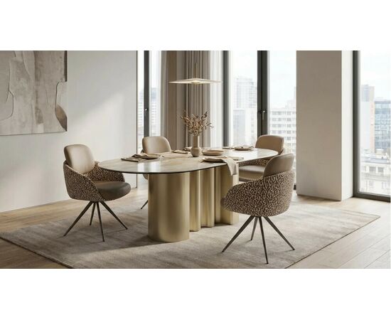 Стул ГРЕЙС (GRACE) 360 град. цвет ТЕМНЫЙ ЛАТТЕ 36-14 / HUNTER-400, экокожа/ ткань / ЛАТТЕ, ®DISAUR, изображение 7 | Интернет магазин мебели и декора LifeDekor