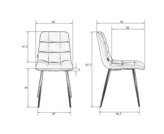 Стул обеденный DOBRIN ALEX, белые ножки, коричневая микрофибра (PK-03), Вариант: белые ножки, коричневая микрофибра (PK-03), изображение 7 | Интернет магазин мебели и декора LifeDekor