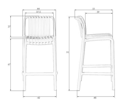 Набор 4 шт Стул полубарный DOBRIN CHLOE, белый, Вариант: белый, изображение 11 | Интернет магазин мебели и декора LifeDekor