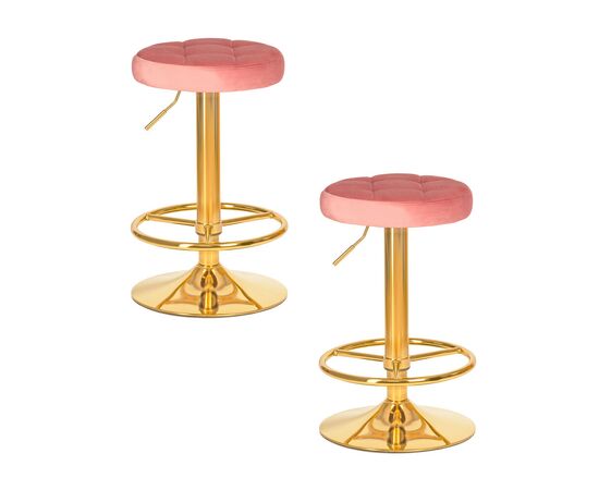 Набор 2 шт Табурет барный DOBRIN BRUNO GOLD, пудрово-розовый велюр (MJ9-32), Вариант: пудрово-розовый велюр (MJ9-32) | Интернет магазин мебели и декора LifeDekor