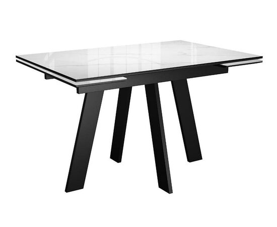 Стол DikLine SKM140 Керамика Carrara Gloss (мрамор глянец белый)/опоры черные | Интернет магазин мебели и декора LifeDekor