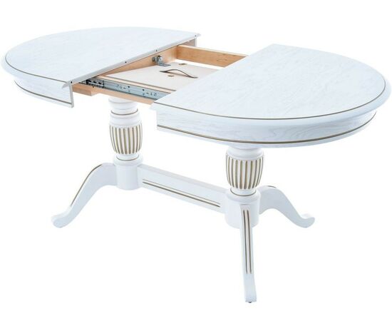 Стол «Леонардо 2» овал 120x90, эмаль белая с золочением, изображение 3 | Интернет магазин мебели и декора LifeDekor