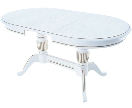 Стол «Леонардо 2» овал 120x90, эмаль белая с золочением, изображение 4 | Интернет магазин мебели и декора LifeDekor