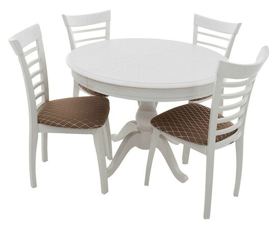 Обеденная группа (Стол Фабрицио-1 D100 и 4 стула Бурбон), эмаль белая, изображение 2 | Интернет магазин мебели и декора LifeDekor