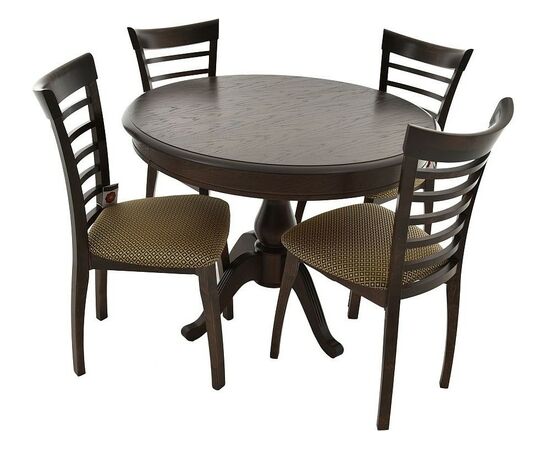 Обеденная группа (Стол Фабрицио-1 D100 и 4 стула Бурбон), орех темный, изображение 2 | Интернет магазин мебели и декора LifeDekor