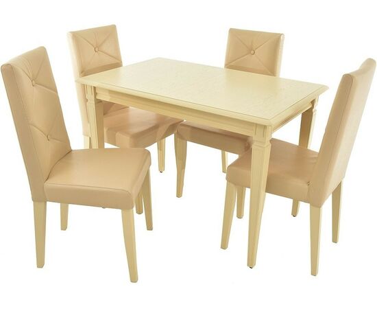 Обеденная группа (Стол Сиена и 4 стула Помпей ромб), слоновая кость, изображение 2 | Интернет магазин мебели и декора LifeDekor